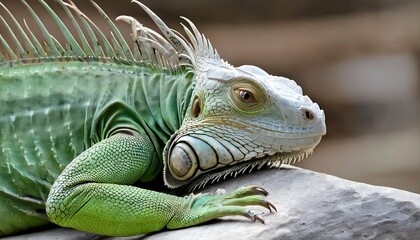 An Iguana With Its Tail Curled Up  3 - obrazy, fototapety, plakaty
