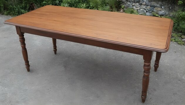 A Traditional Rectangular Table With Turned Legs