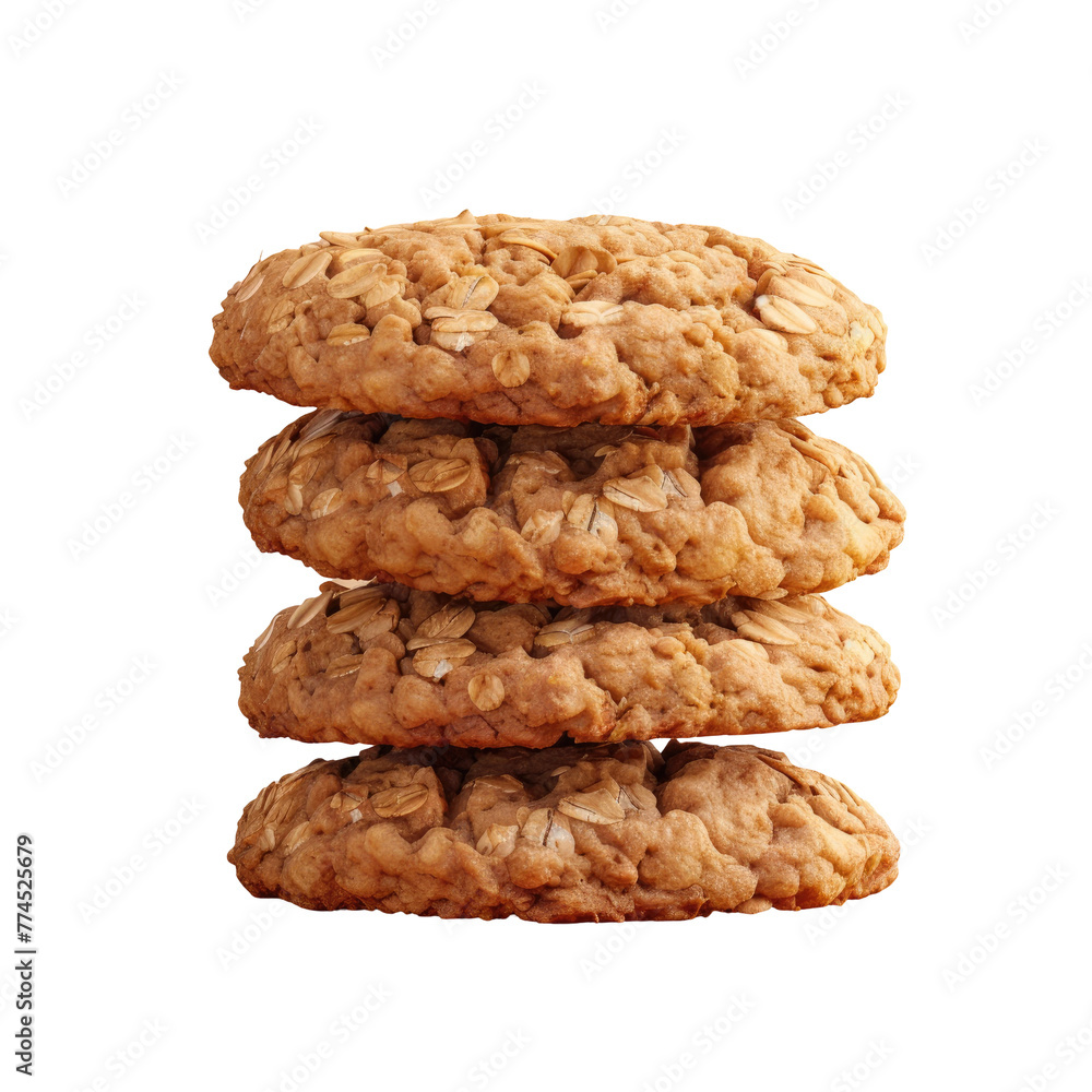Poster a close up of a stack of cookies on a transparent background