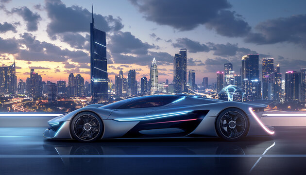 A futuristic electric hypercar concept car