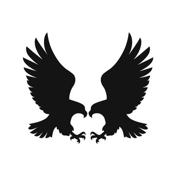 two-fight eagle illustration symbol. eagle silhouette. eagle flying, black eagle image