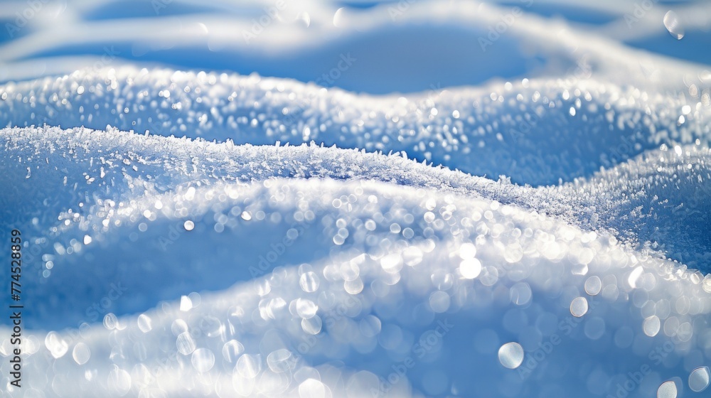 Aufkleber a detailed view of a surface covered in snow, showcasing the textures and patterns created by the sn