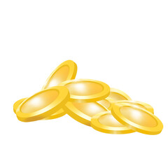 isolated gold coins money with transparent background PNG