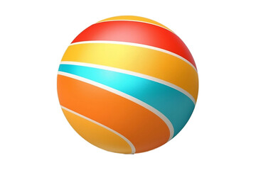 Vibrant Beach Ball on Isolated Sand Isolated On Transparent Background Or PNG.