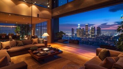 beautiful luxury apartment with night city view