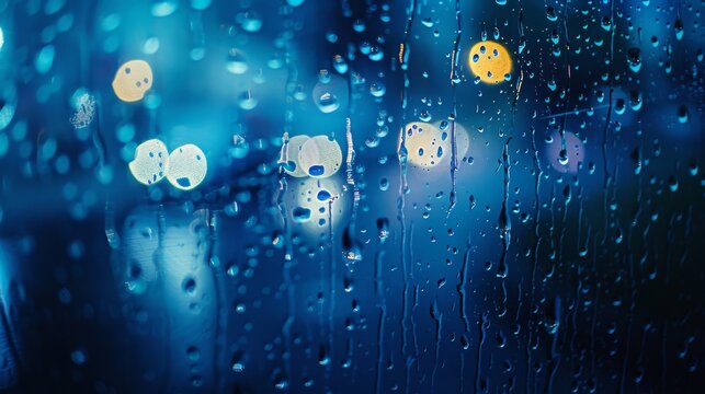 A cluster of raindrops on a windowpane  AI generated illustration