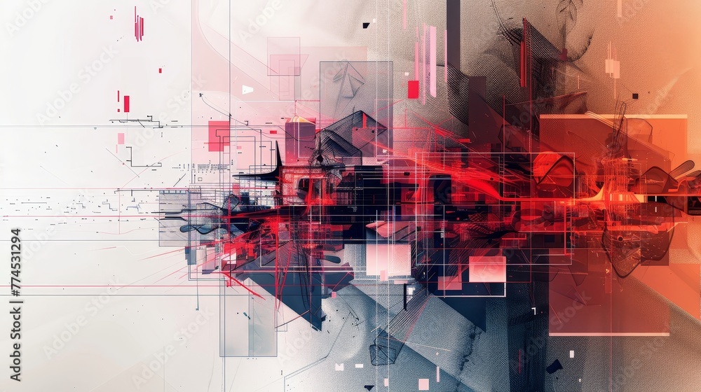 Poster a dynamic composition showcasing the synergy between ai generated illustration