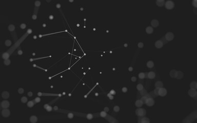 Abstract background. Molecules technology with polygonal shapes, connecting dots and lines. Connection structure. Big data visualization.