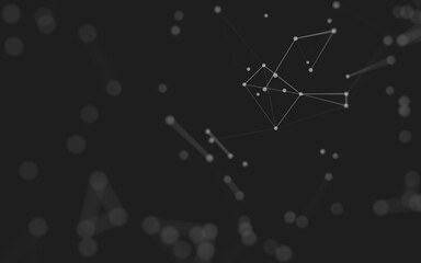 Abstract background. Molecules technology with polygonal shapes, connecting dots and lines. Connection structure. Big data visualization.