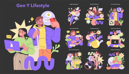 Generation Y lifestyle set. Vector illustration. © inspiring.team