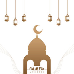 Calm design, a combination of white and gold, greetings for the Islamic Eid al-Fitr celebration