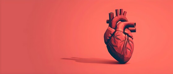 Illustration of a flat design heart symbol representing ischemic heart disease and symptoms in cardiology patients. Concept Medical Illustration, Flat Design, Heart Disease, Cardiology Symptoms - obrazy, fototapety, plakaty