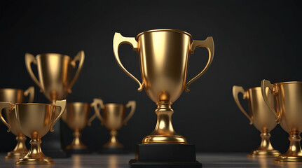 First place gold trophy cup isolated on free PNG background. Illustration. Classic cup.generative.ai