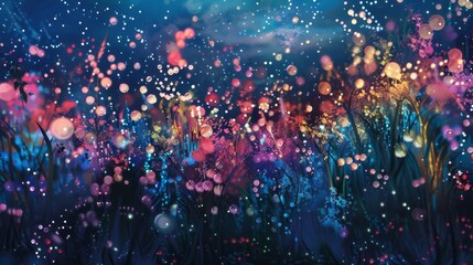 An otherworldly display of glittering jewel tones set against a somber night sky - obrazy, fototapety, plakaty