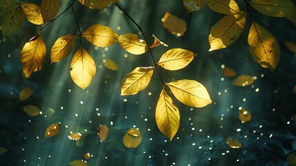 Delve into the abstract beauty of light filtering through a canopy of leaves, casting intricate...