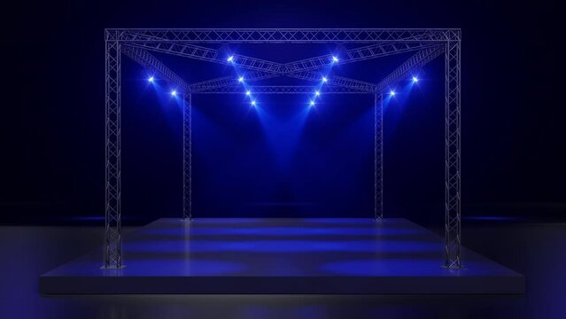 Motion Empty Display Design for mockup and Corporate identity,Display.Background effect in hall.Blank screen for Graphic Resources.Scene event spot night light staging.Animation loop 4k.3D render.	