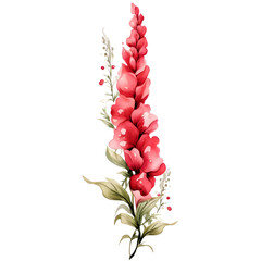 Snapdragon corner border. Watercolor botanical banner for the design of invitations, cards, congratulations, announcements, sales, stationery, sharp outline.
