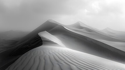 Explore the rhythmic undulations of sand ripples in a windswept desert, their sinuous shapes sculpted by the ever-shifting breeze. - obrazy, fototapety, plakaty