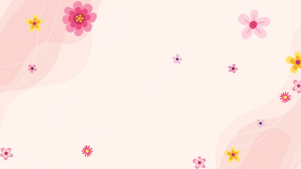 Flowers pattern with wavy shapes in pastel colors delicate abstract background.