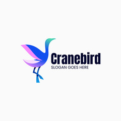 Vector Logo Illustration Crane Gradient Colorful Style