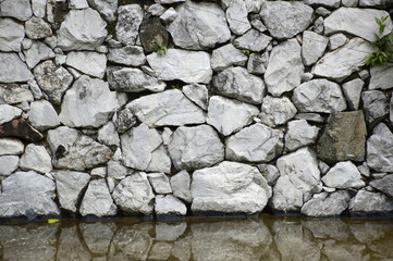 stone wall with water background