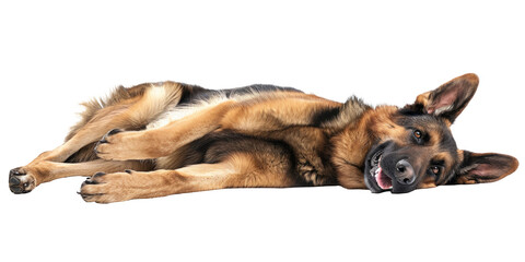 Lying German Shepherd Dog Smiling - obrazy, fototapety, plakaty