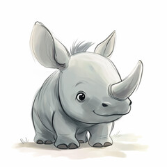 Minimalist digital drawing woodland rhino