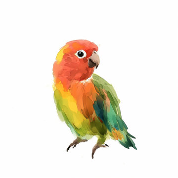Minimalist digital drawing woodland parrot