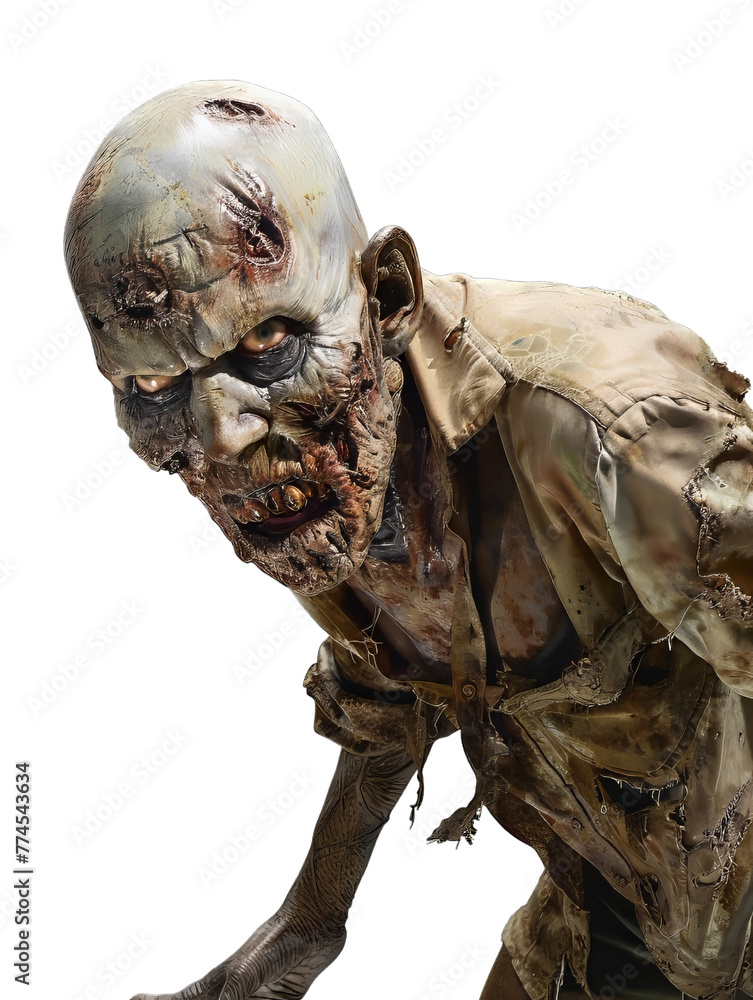 Sticker bald zombie isolated