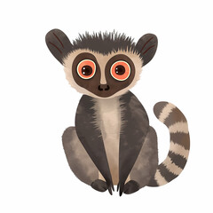 Minimalist digital drawing woodland lemur