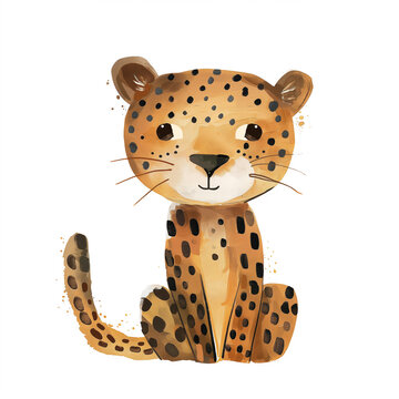 Minimalist digital drawing woodland leopard