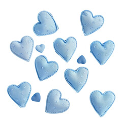 Fototapeta premium A close up of blue hearts on a Transparent Background