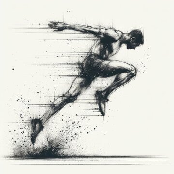 Athletics in watercolor paint illustration with Generative AI.