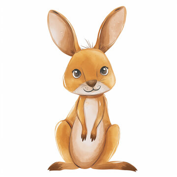 Minimalist digital drawing woodland kangaroo