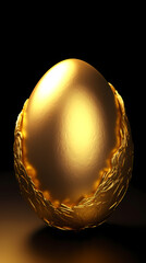 Golden egg on black background - obrazy, fototapety, plakaty