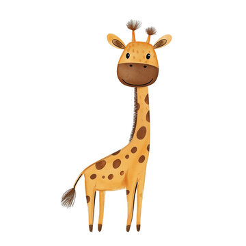 Minimalist digital drawing woodland giraffe