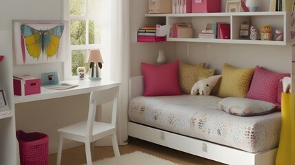 Maximizing space small room decor solutions  with small sofa pillows on it with homework table or chair 