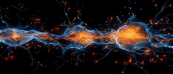 D computer reconstruction of dopaminergic neurons associated with Parkinson's, autism, and schizophrenia. Concept Neuroscience, Dopaminergic Neurons, Parkinson's, Autism, Schizophrenia - obrazy, fototapety, plakaty