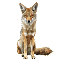Minimalist digital drawing woodland coyote