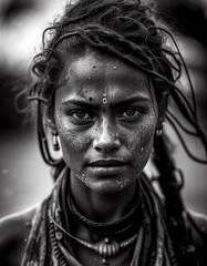Portrait of a female brazilian indian.
