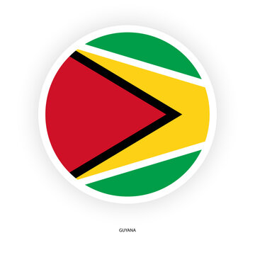 Guyana circle flag icon isolated on white background.