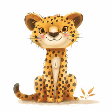 Minimalist digital drawing woodland cheetah