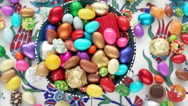 Colorful Candy and Chocolate in the Turkish Desserts, Special Concept Video for Ramadan, &Uuml;sk&uuml;dar Istanbul, Turkiye (Turkey)	
