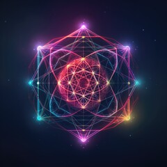 Abstract polygonal background with sacred geometry. - obrazy, fototapety, plakaty