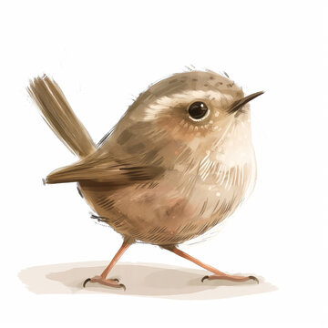 Minimalist digital drawing woodland bird
