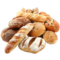 Assortment of baked bread , heap of various bread ,Collection of different types of bread