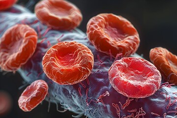 Red Blood Cells in a Blood Smear Captured with Futuristic Scanning Electron Microscope Rendering