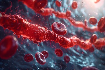 D Rendered Animation of Red Blood Cell Origination and Detailed Circulatory System