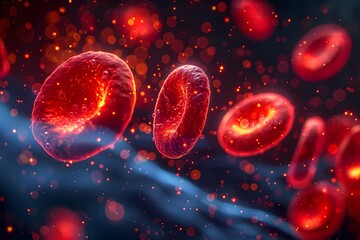 Captivating Microscopic Landscape of Red Blood Cells in Vibrant Pointillist Aesthetic