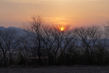 a sunset on the mount